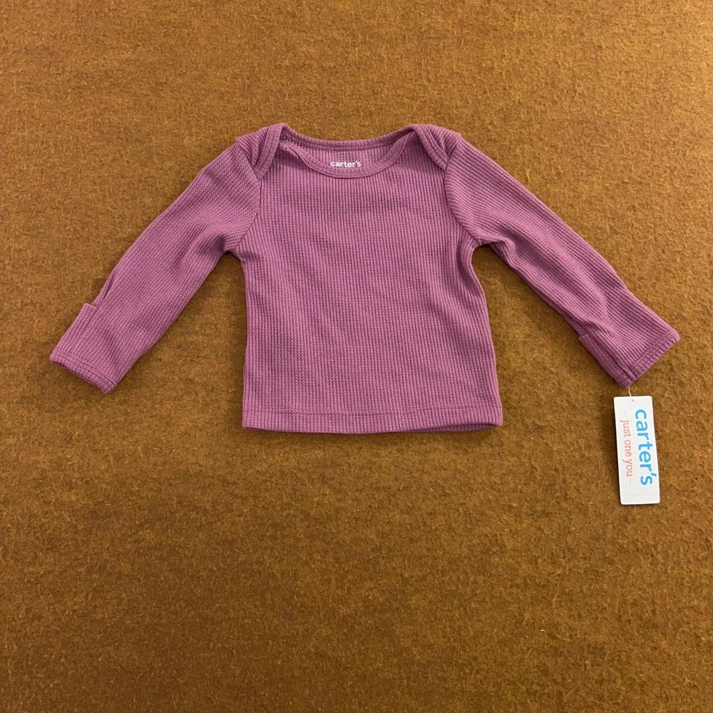 Carter's Just One You Baby Size 3M Purple Waffle Knit Thermal 2 Piece Set NWT